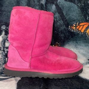 Pink and black ugg boots